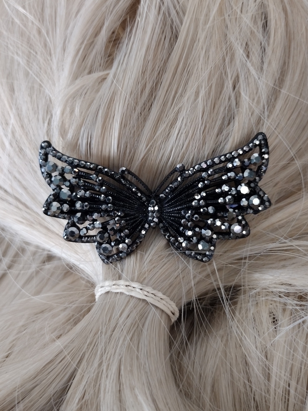 Black Crystal Butterfly Hair Clip for Women